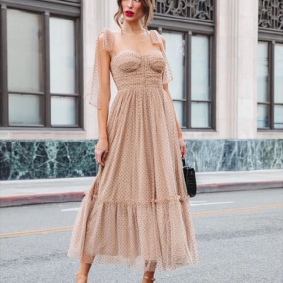Vici Dolls Tulle Polka Dot Midi Dress - Picture 1 of 4
